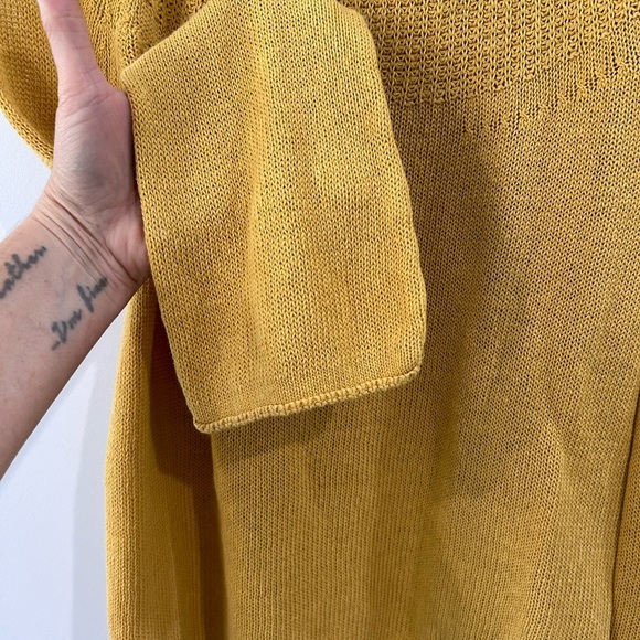 Anthropologie Moth Mila Mustard Yellow Sweater Size L Linen Blend Pullover Fall - Picture 4 of 9
